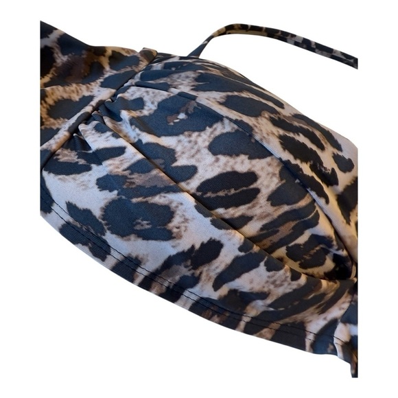 BAR III Beach Cheetah Bandeau with addl straps Tie Back Padded Bikini Swim Top - Picture 4 of 14